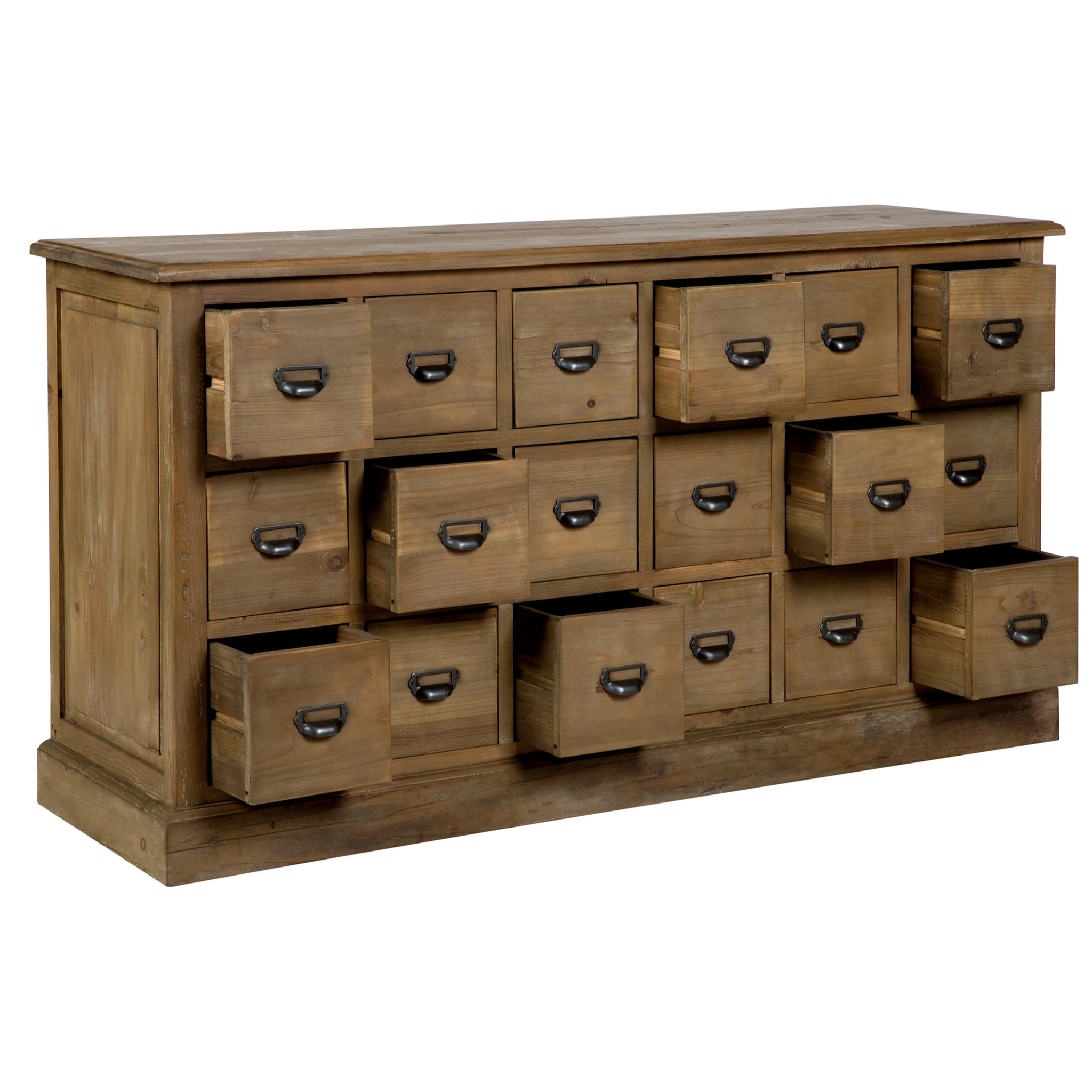 Buffet en bois recyclé 18 tiroirs - Miramas