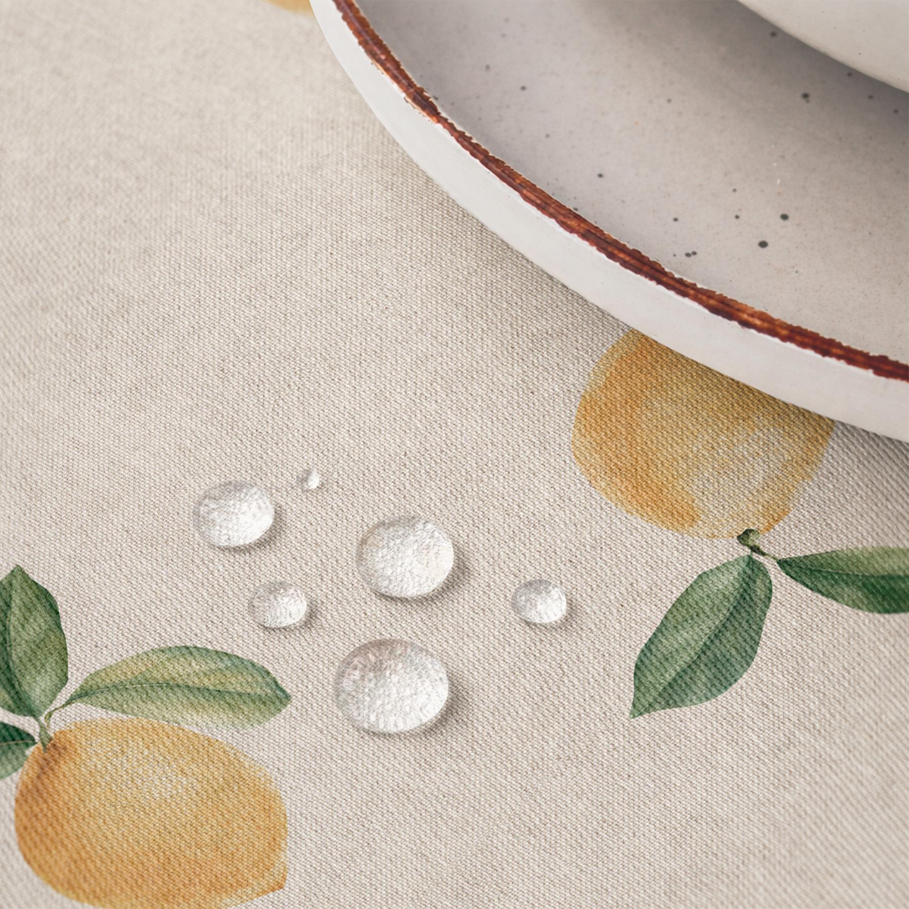 Nappe imprimée anti-taches JAUNE CITRON