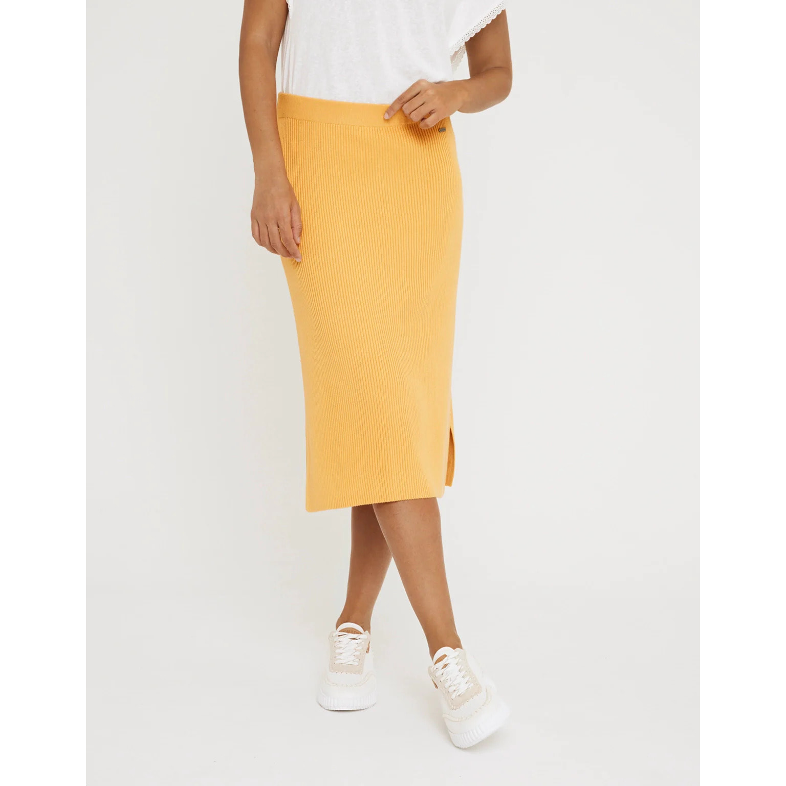 Falda Midi Botones Mostaza - Erepit