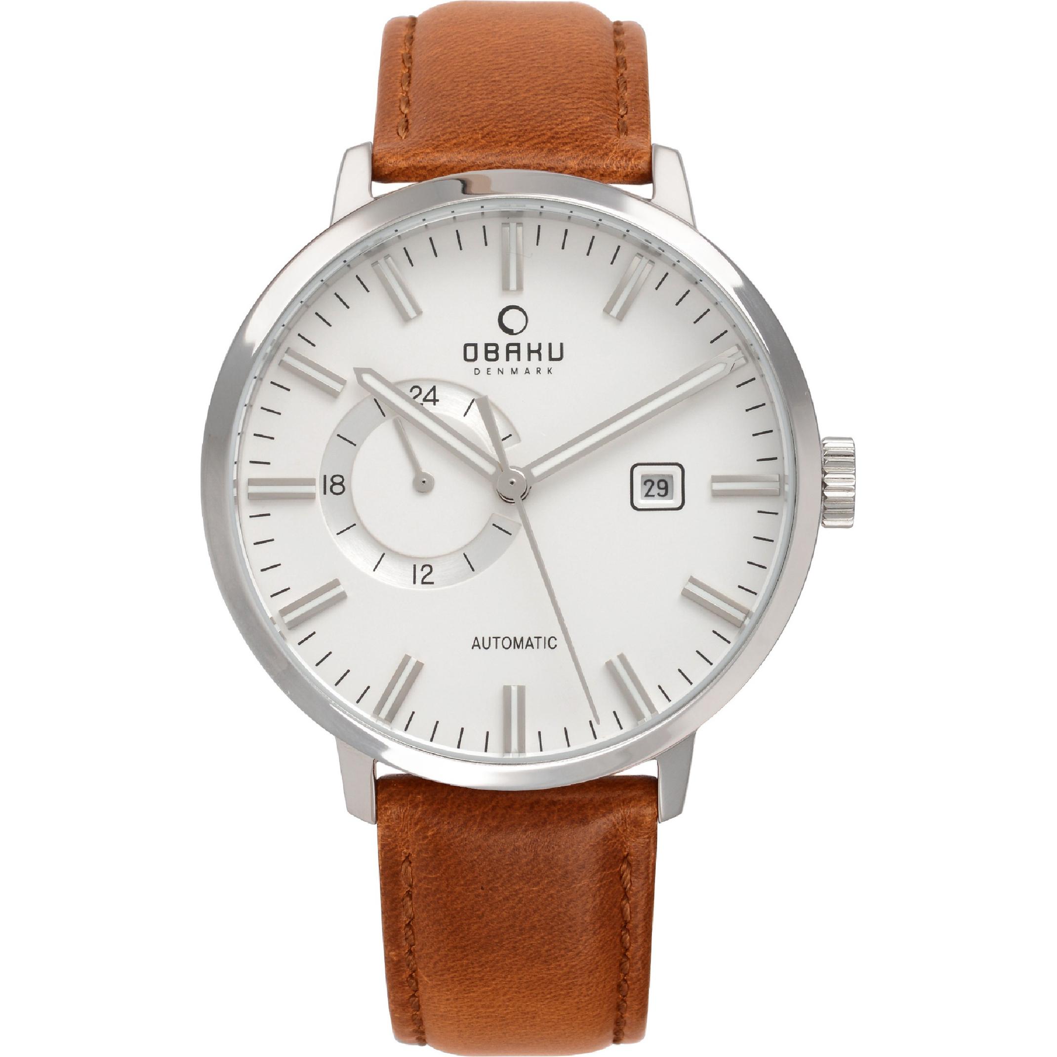 Orologio OBAKU bianco-pelle marrone