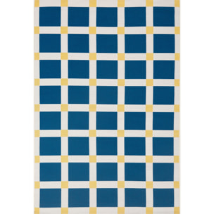 POSITANO - Tapis intérieur/extérieur à motif damier bleu