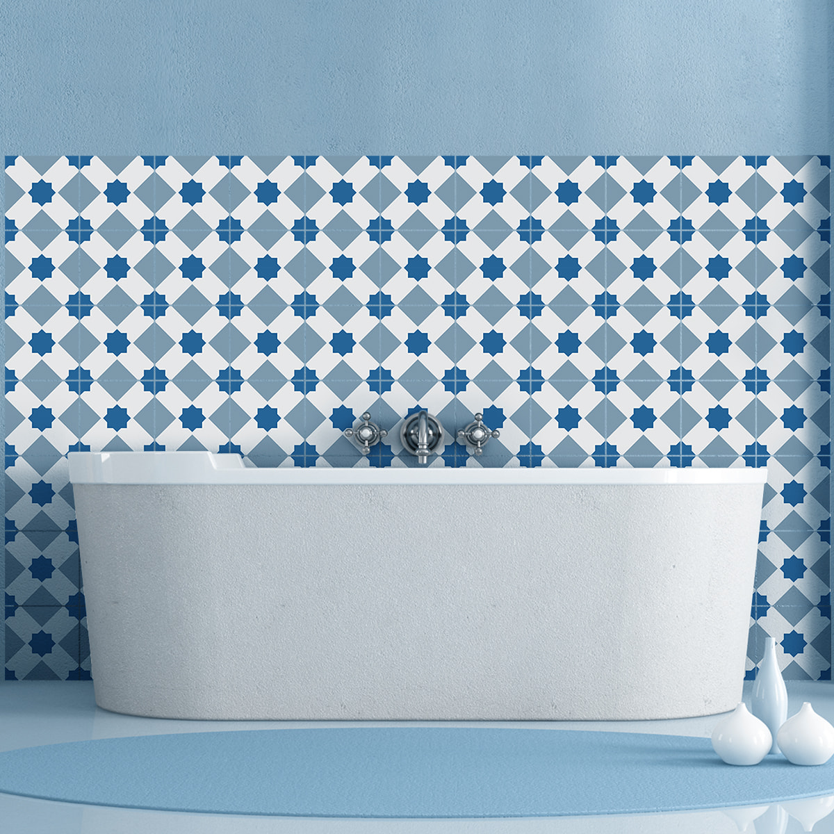 Stickers muraux - Sticker Mural Carrelage adhésif Cuisine Salle de Bain - 30 STICKERS CARRELAGES AZULEJOS MONICA