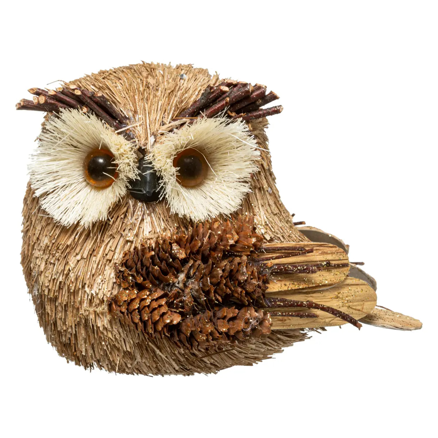 Polyfoam Hibou Pomme Pin L 15 cm