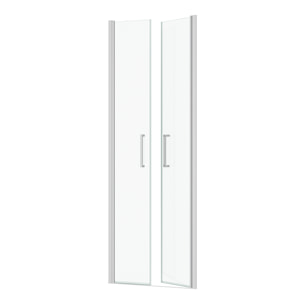 Porte de Douche Double Battant 70x200cm - Verre Trempé Transparent 6mm - Profil Chromé