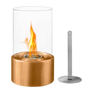 Marsiglia - Camino a bioetanolo da tavolo per interni ed esterni Ø16 x H27 cm, colore bronzo