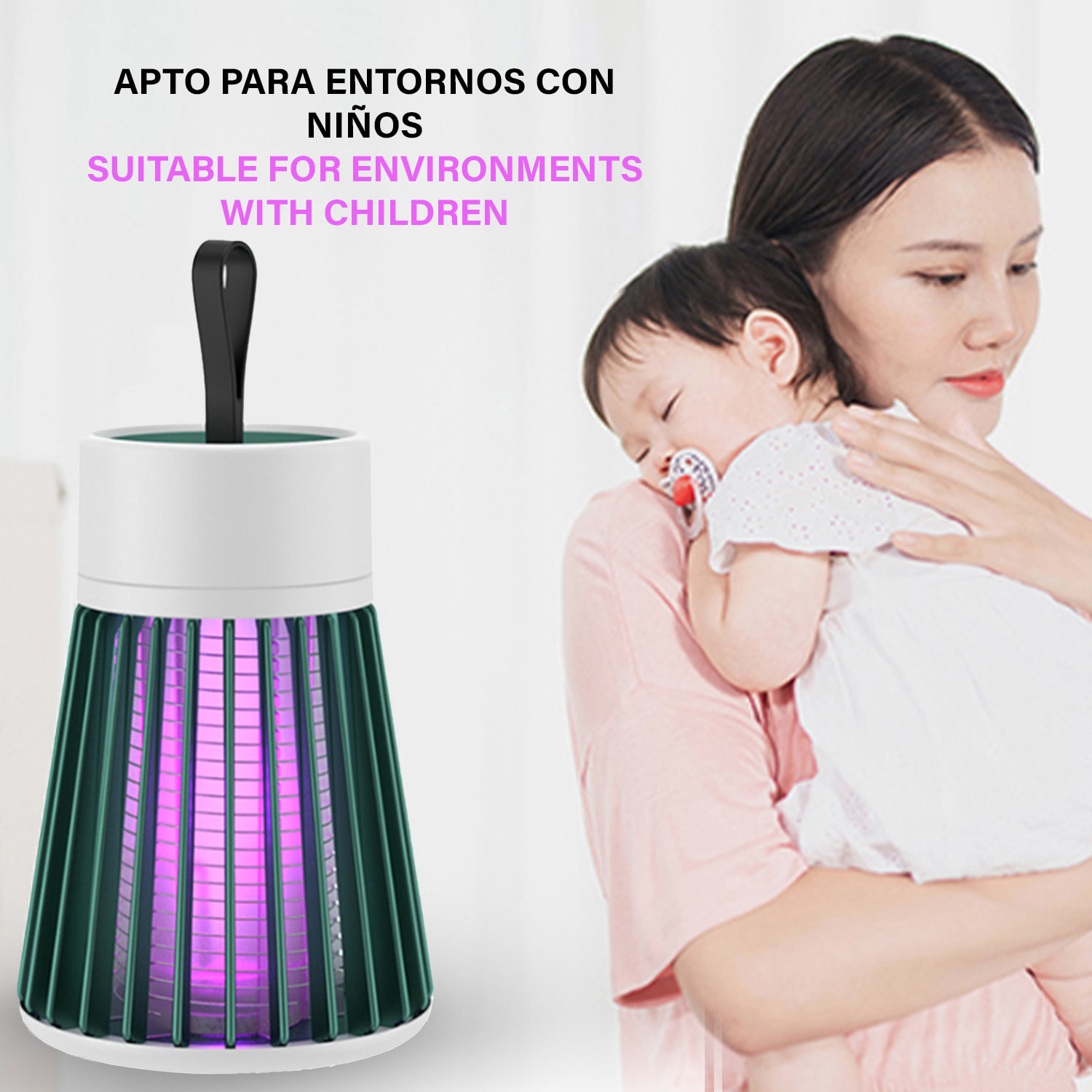 Trappola per zanzare elettrica portatile BG-002 con batteria. Luce da 365 NM per catturare le zanzare.