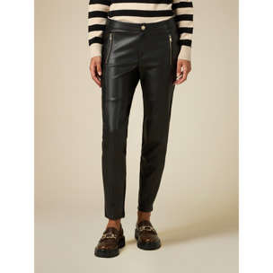 Oltre - Pantalones skinny bimateriales - Negro