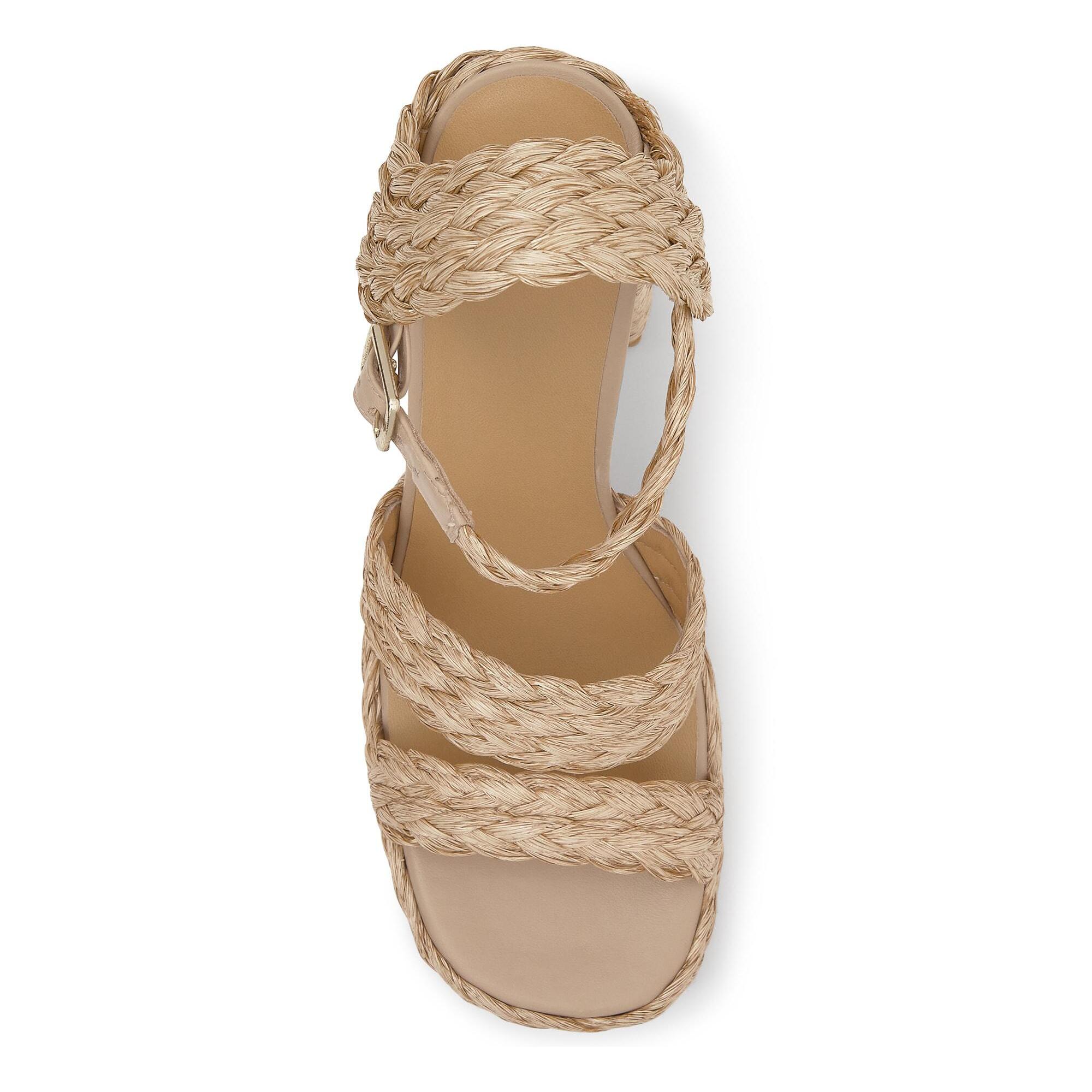 Sandalia de tacón Fresa en rafia tintada con cierre de pulsera