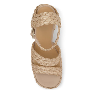 Sandalia de tacón Fresa en rafia tintada con cierre de pulsera