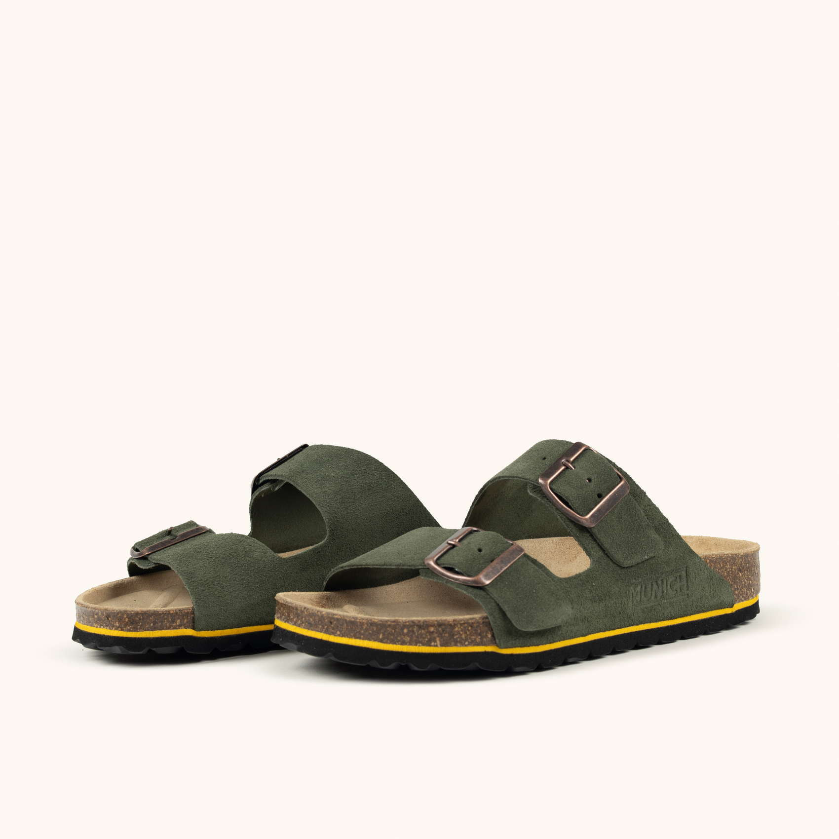 MUNICH SUNGAI 03 Sandalia Bio Unisex con Doble Hebilla Verde Oliva