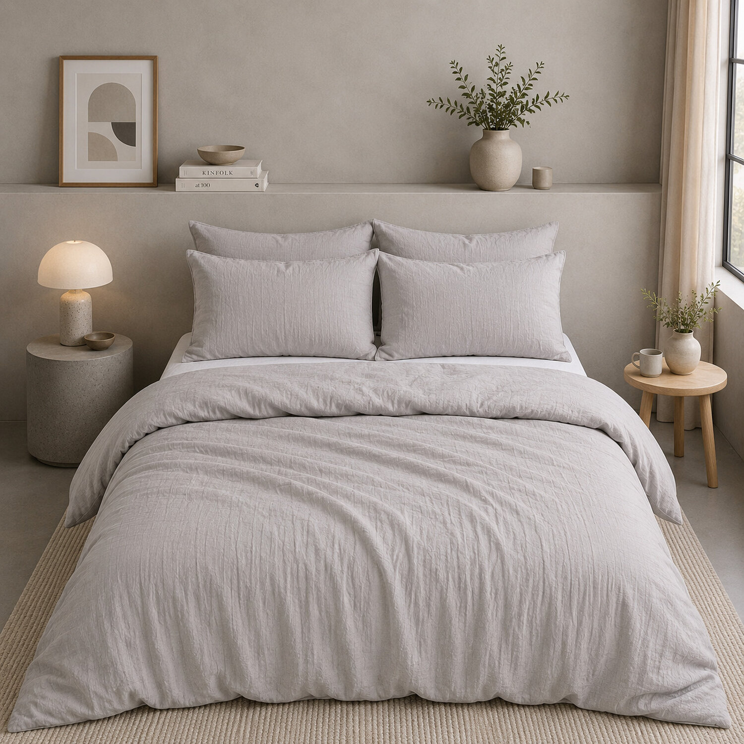 Housse de couette 100% gaze de coton lavé gris glacier