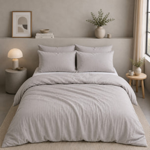 Housse de couette 100% gaze de coton lavé gris glacier