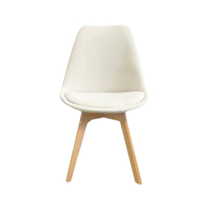 Lot de 4 chaises scandinaves revêtement velours côtelé blanc cassé. pieds bois de hêtre - Nils