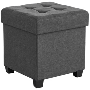 Pouf contenitore pieghevole in tessuto effetto lino grigio