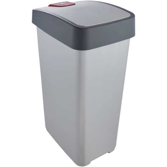 Cubo de Basura Premium con Tapa Abatible, Tacto Suave, color Plateado