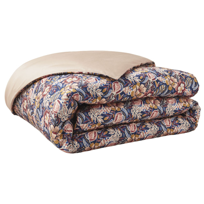 Housse de couette imprimée en satin de coton, FOLK FLOWERS, Multicolore