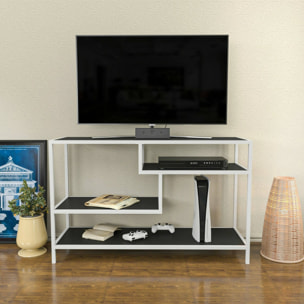 Mobile porta TV Dplizzar, Credenza da soggiorno, Armadio basso per TV, Base parete attrezzata, 120x39h75 cm, Bianco e Antracite