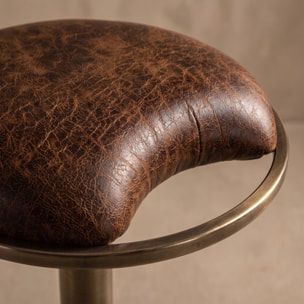 Kin - Sgabello Bar Industrial Chic 42x85x33,5 cm Seduta Girevole con Altezza Regolabile in Metallo Marrone
