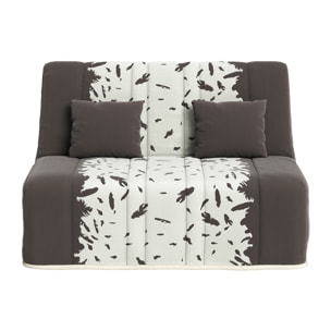 Banquette convertible Gaia, matelas Simmons, 160 x 200 cm, 2 coussins offerts, taupe plumes