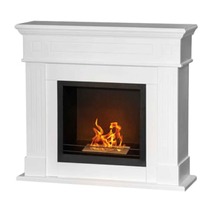 Cambridge - Camino a bioetanolo da terra in legno 110x37xH102 cm, colore bianco