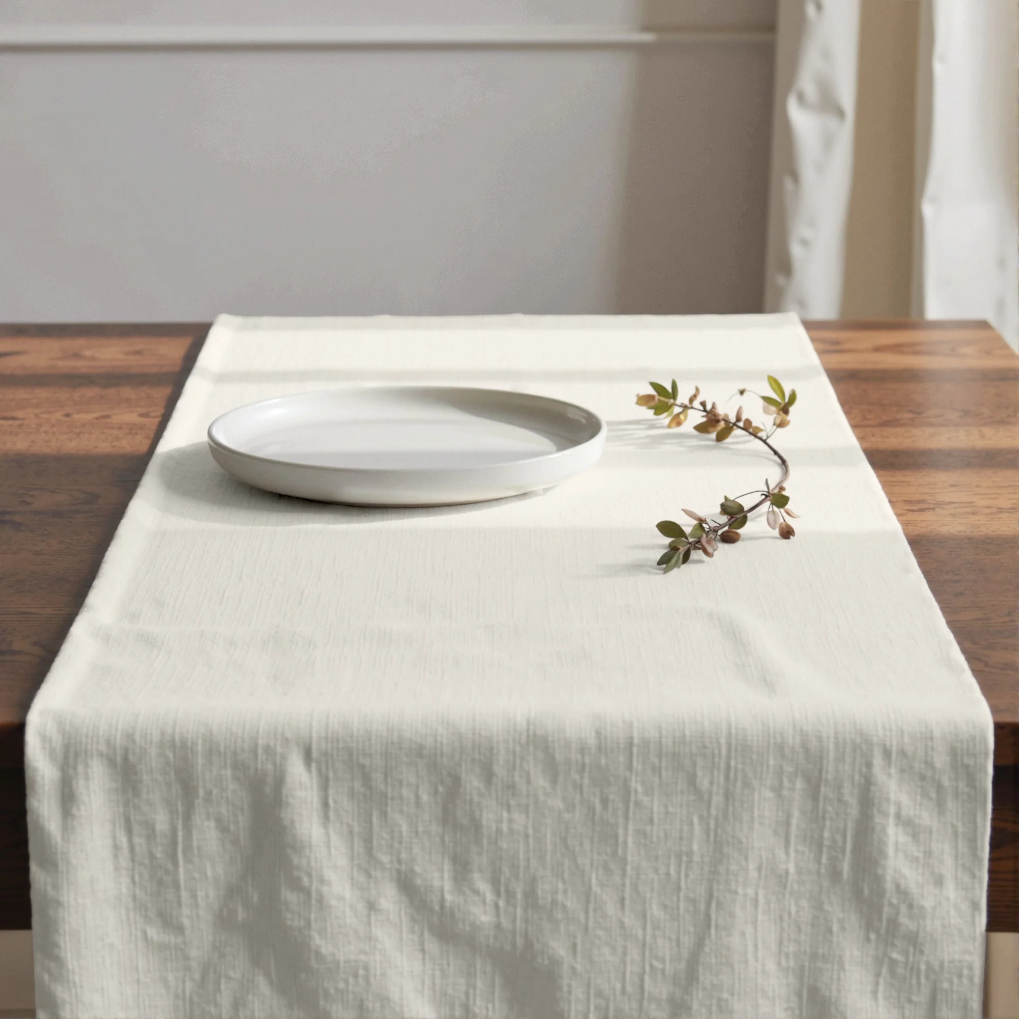 Chemin de table 100% coton Uni Naturel 102 50x150 cm