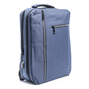 Zaino da cabina multiscomparto, porta laptop 17''. Adattabile a Trolley. Presa USB esterna nascosta.