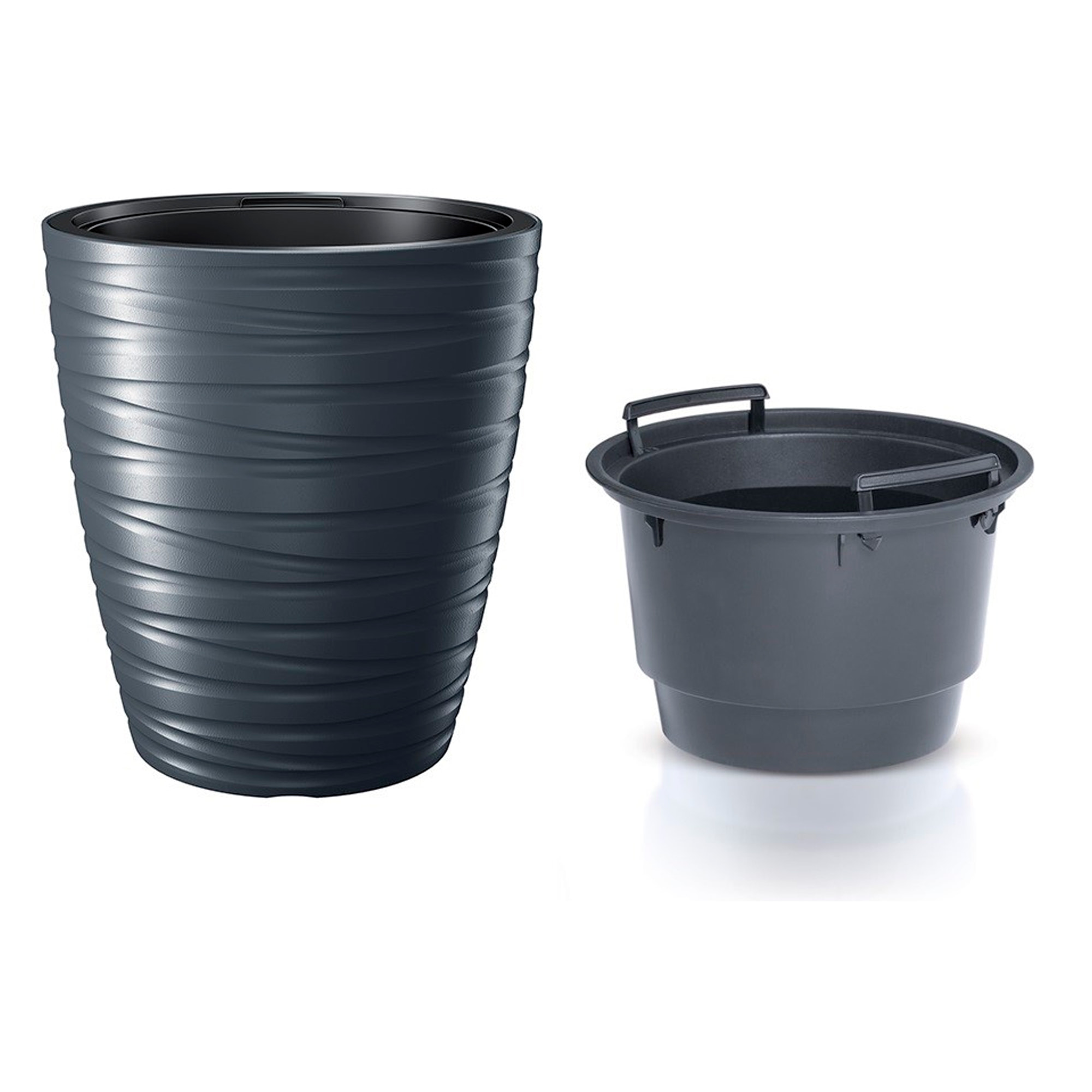 Maceta con deposito 16l maze de plastico en color antracita 29,6 (largo) x 29,6 (ancho) x 32,9 (alto) cm