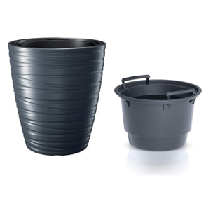 Maceta con deposito 16l maze de plastico en color antracita 29,6 (largo) x 29,6 (ancho) x 32,9 (alto) cm