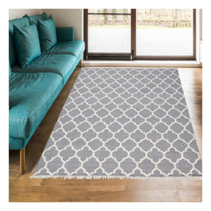 tapis salon 170x240 fait main en laine gris rectangle motif scandinave ARIFA