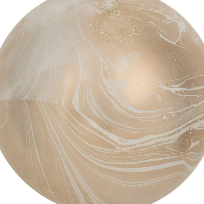 Boule verre décor effet marbre blanc D.8cm doré