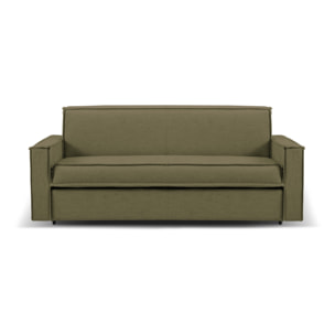 Canapé convertible "Olympe" 4 places en tissu structurel vert olive foncé