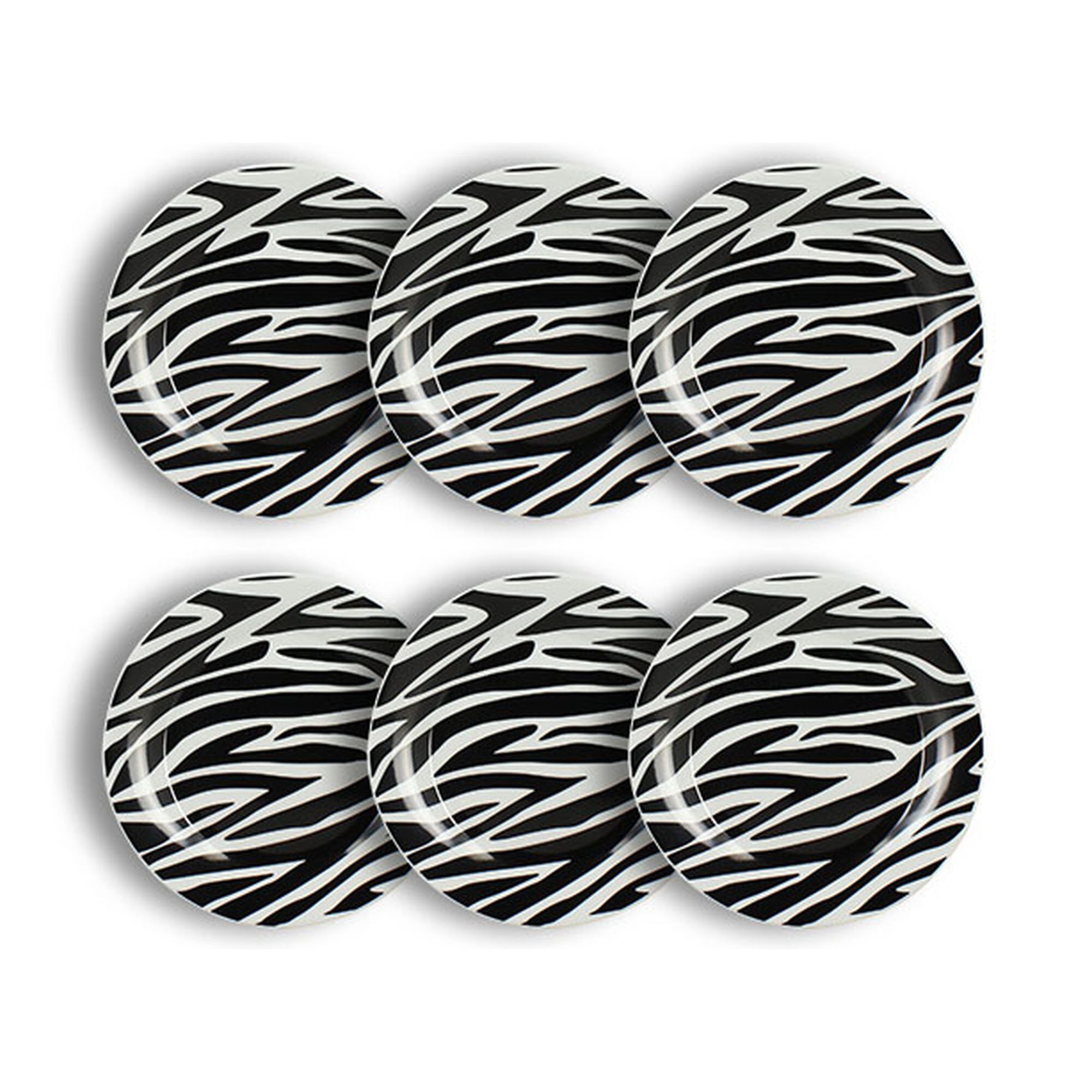 Lot de 6 assiettes à dessert zèbre 20cm en porcelaine  ANIMALS