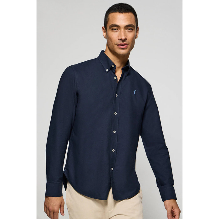 Camicia oxford blu marino con logo Rigby Go ricamato
