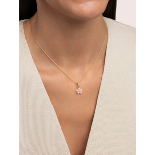 Charm Flower Pink  Argento Placcato Oro