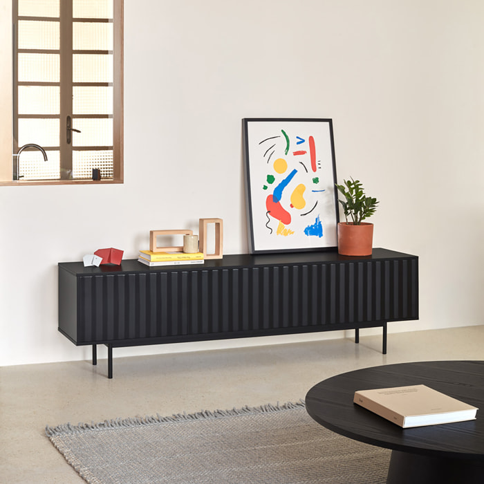 Mueble de televisión Sierra 3 puertas negro