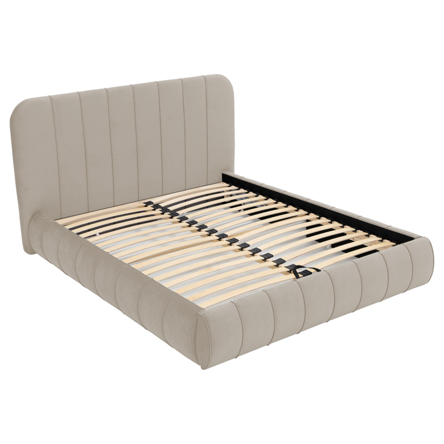 Elsa - lit coffre - 160x200 cm - en velours - sommier inclus - Beige