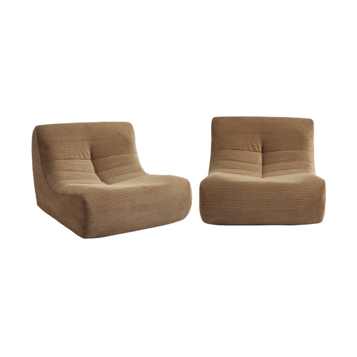 Chauffeuse velours côtelé 2 places taupe L 91 x P 105 x H 72 cm - SOKOL