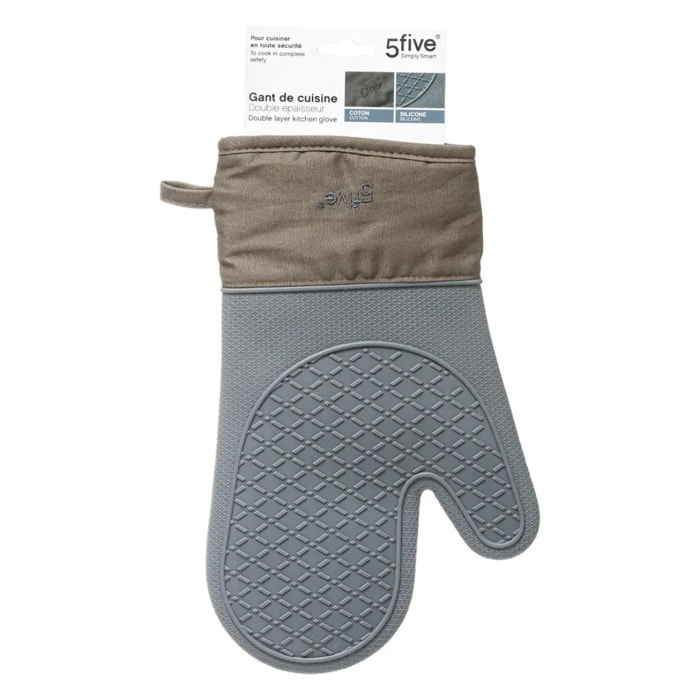 Gant de cuisine silicone et coton gris
