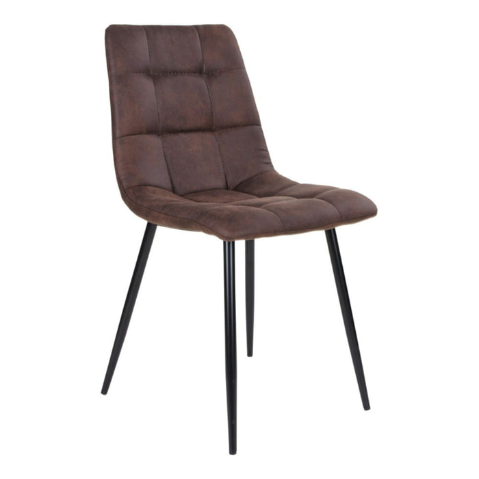 Set 2 sedie da pranzo Middelfart in microfibra marrone scuro con gambe nere