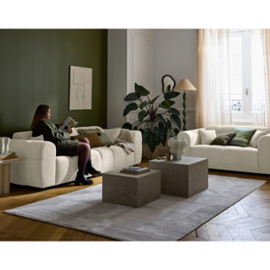 Ray - canapé droit 3 places en tissu texturé - Beige