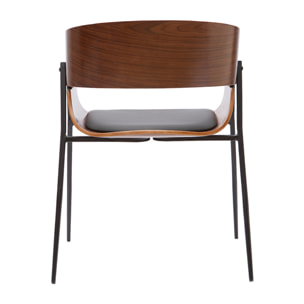 Chaises design bois foncé et métal noir (lot de 2) WESS