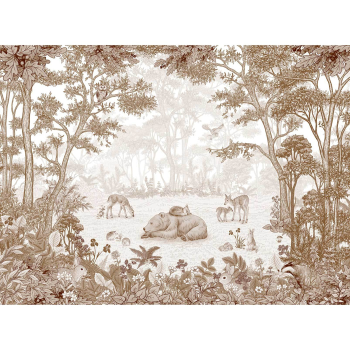 Papier enfant Ours paisible dans la forêt Intissé