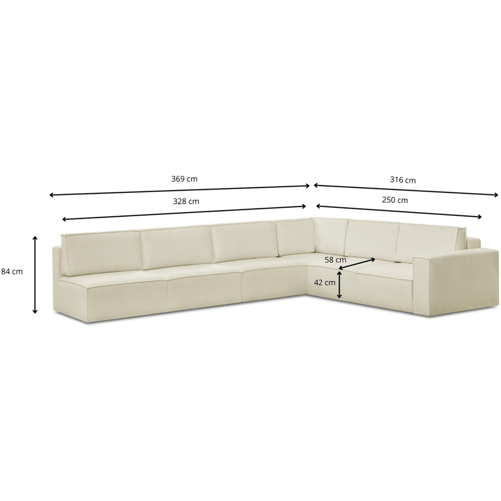 Canapé d'angle gauche convertible 10 places en tissu bouclé - HARPER MOD