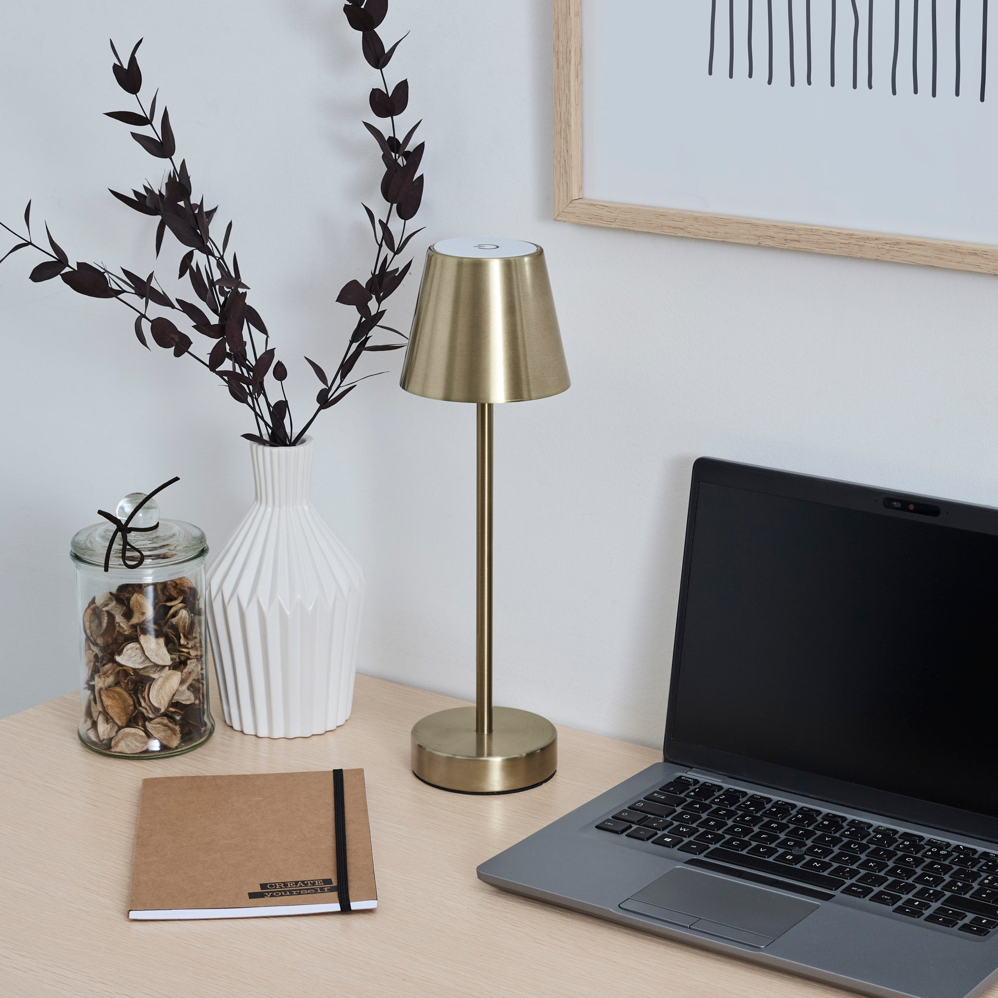 Lampe De Table Rechargeable Usb Or H36cm