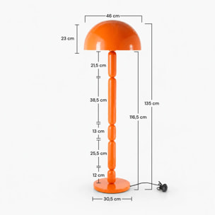 Lampadaire en bois et métal orange - Romy