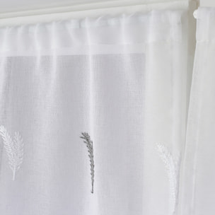 Paire de petits voilages aux broderies bicolores - Gris clair