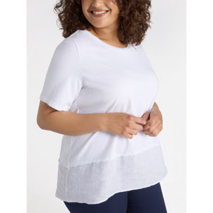 Fiorella Rubino - Camiseta boxy en dos tejidos - Blanco