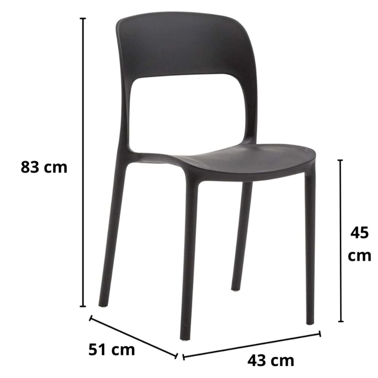 Set di 4 sedie FUERTEVENTURA in polipropilene nere