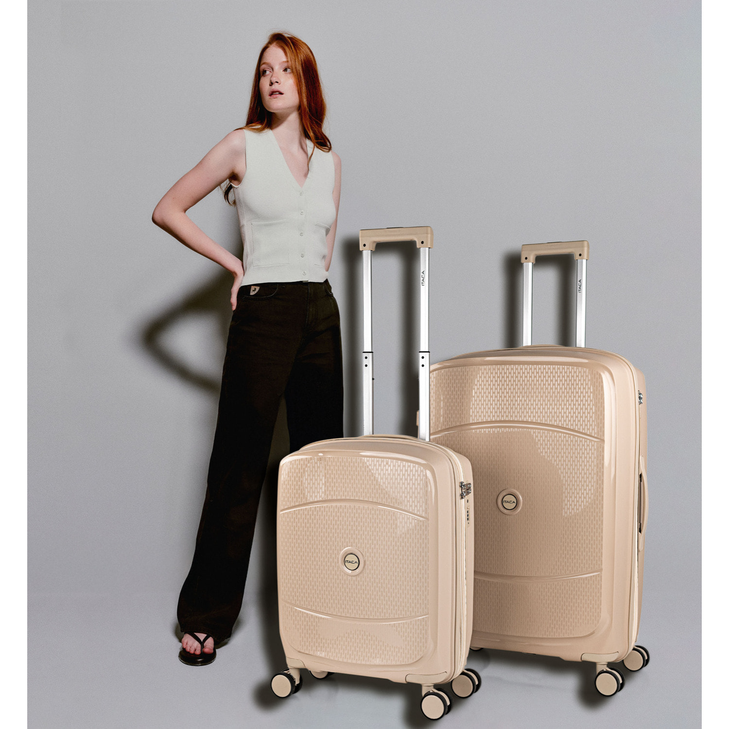 Juego De Maletas Rígidas Pp Itaca Moscu Taupe