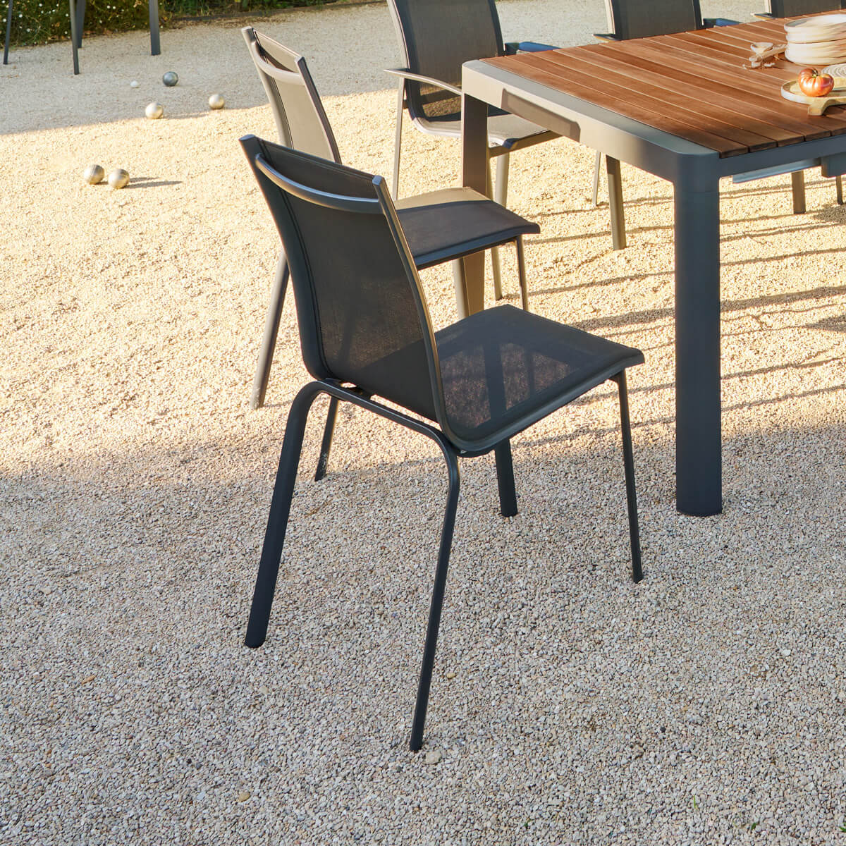 Chaise de jardin empilable Axant Anthracite & Graphite
